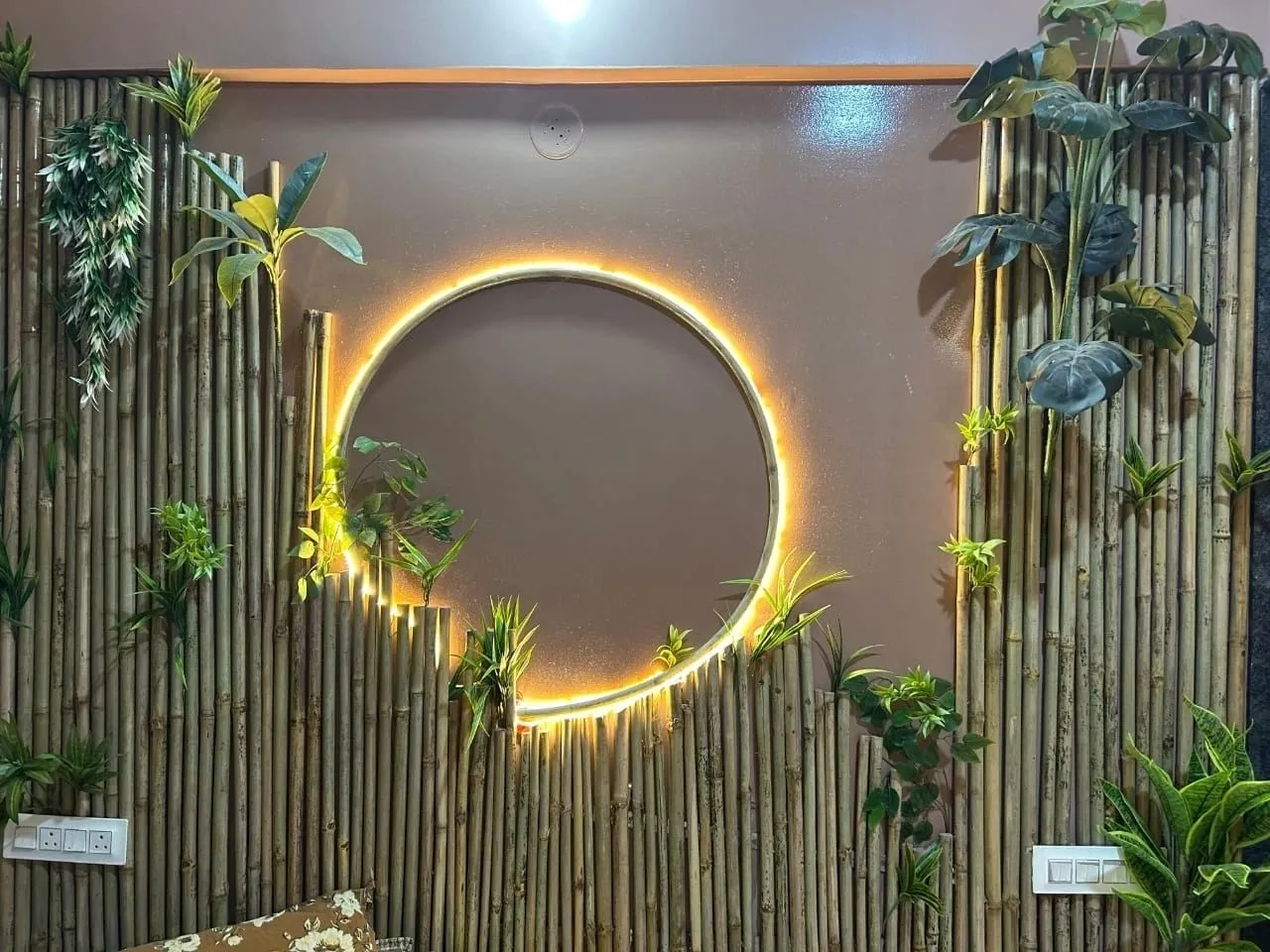 Parent Bedroom illuminated bamboo wall